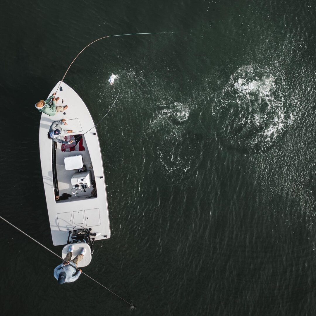 Guide poling a skiff on the flats in Puerto Rico